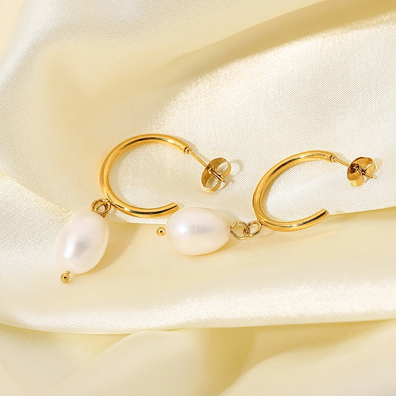 Retro Freshwater Pearls Earrings C Shape Earrings Women