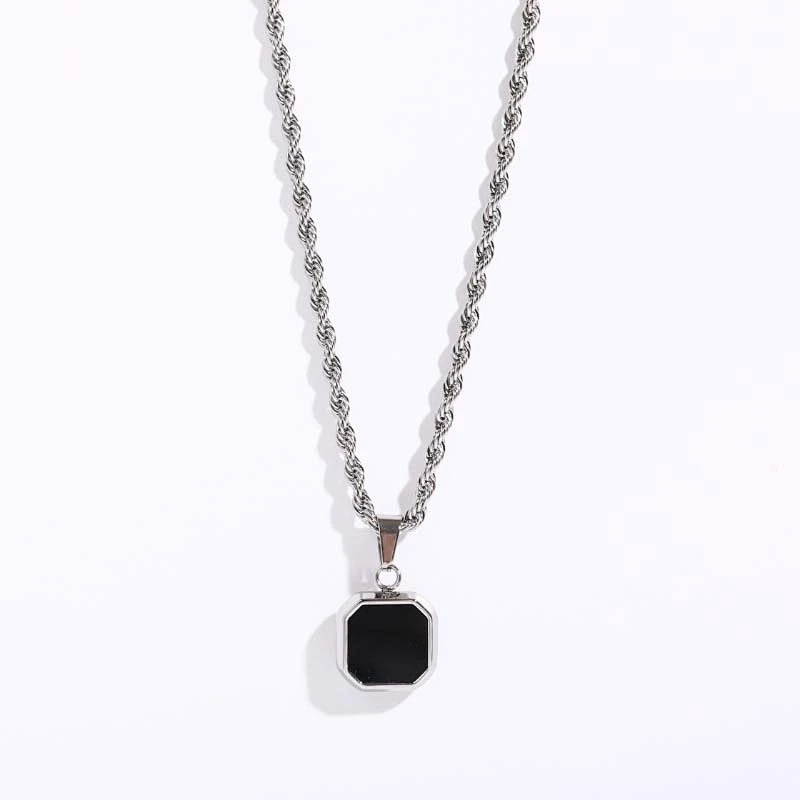 18K Gold Plated Steel Cat Eye Stone Twist Chain Necklace