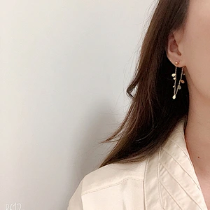 Long Tassel Chain Earrings Teardrop Stud Earrings