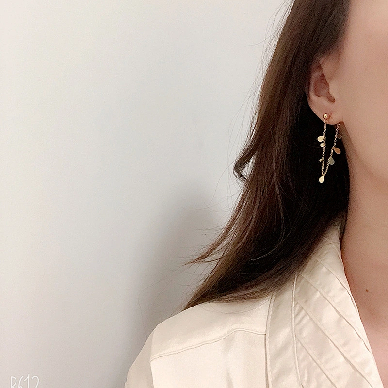 Long Tassel Chain Earrings Teardrop Stud Earrings
