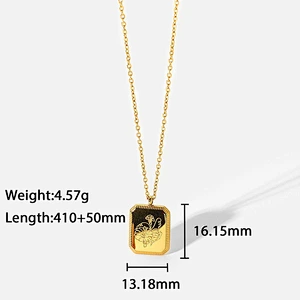 New 18k Gold Plated Engraved Necklace Flower Pendant Necklace