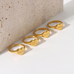 Couple Ring 18K Gold Plated Ring Letter Engraved Ring Set