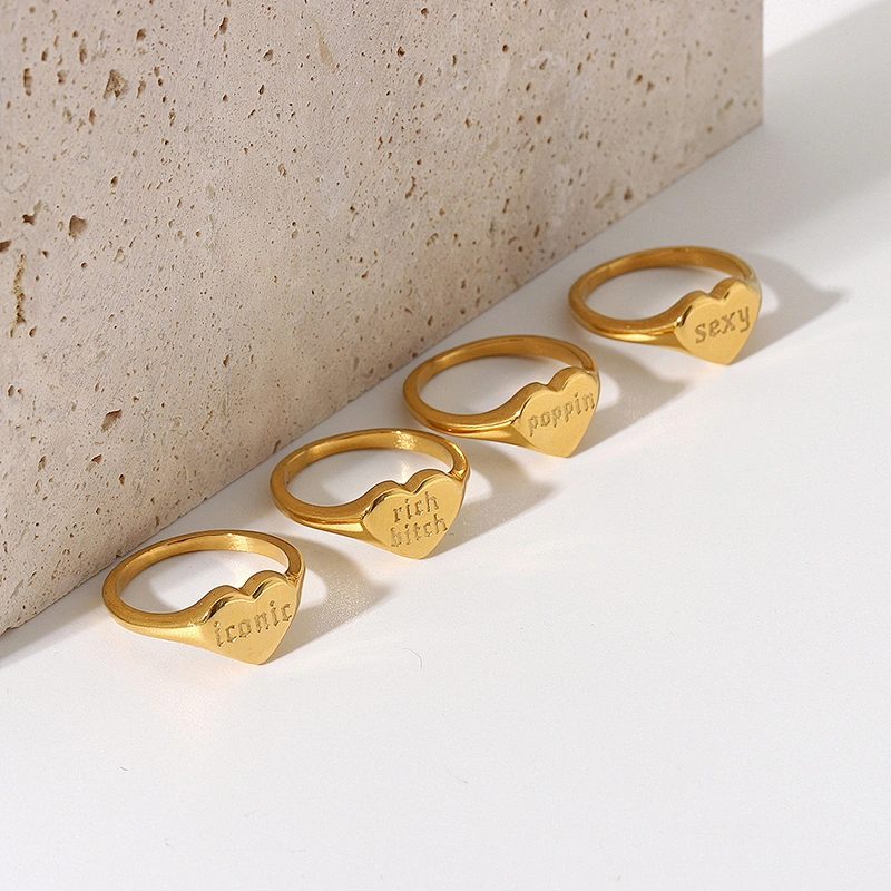 Couple Ring 18K Gold Plated Ring Letter Engraved Ring Set