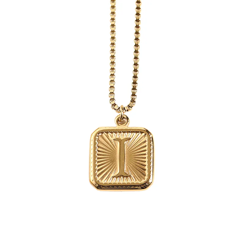 Gold Stainless Steel 26 Letter Charm Necklace Series