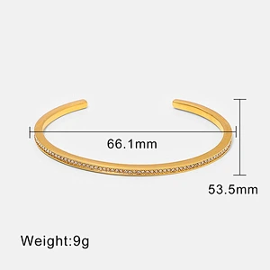 Simple Zircon Bracelet Stainless Steel Open Bracelet