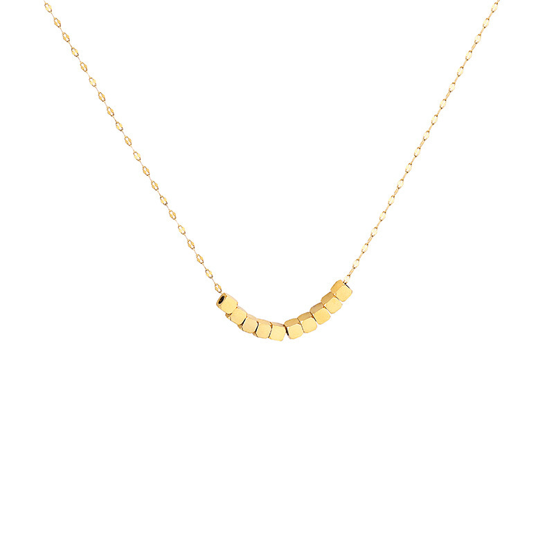 Stainless Steel Small Cubic Beads Exquisite Chain Necklace