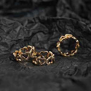 Basic Hollow Heart Ring Gold And Silver Color Manufacturer