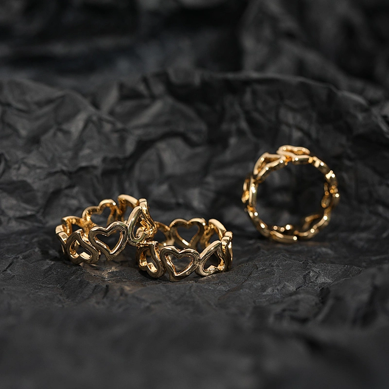 Basic Hollow Heart Ring Gold And Silver Color Manufacturer