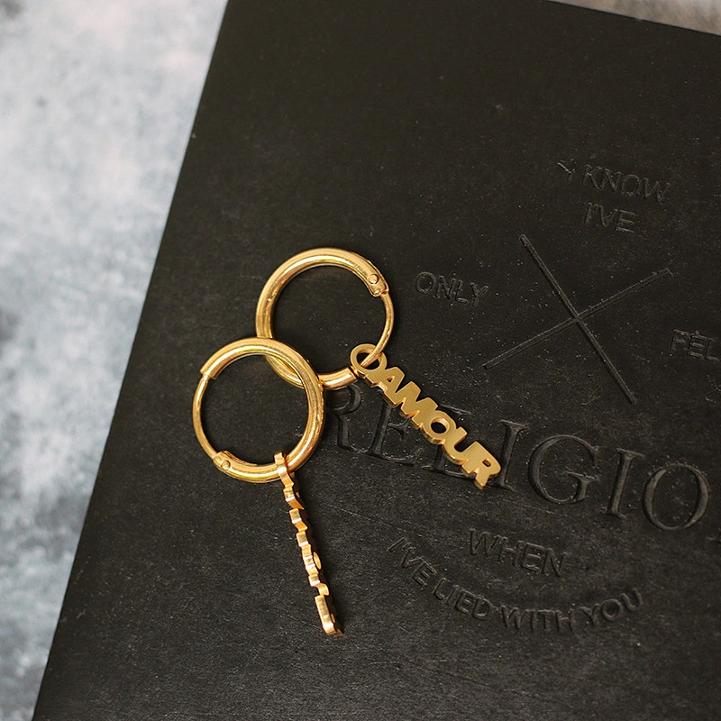 Paris French Lettering Pierced Hoop Earrings