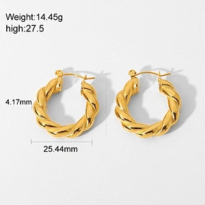 Wholesale Gold Stainless Steel C Shape Metal Hoop Earrings
