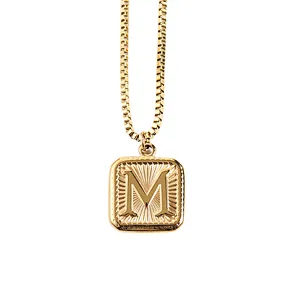 Gold Stainless Steel 26 Letter Charm Necklace Series