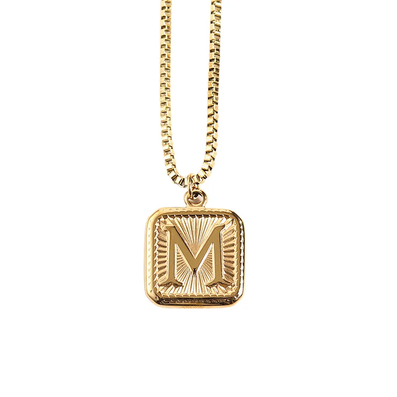 Gold Stainless Steel 26 Letter Charm Necklace Series
