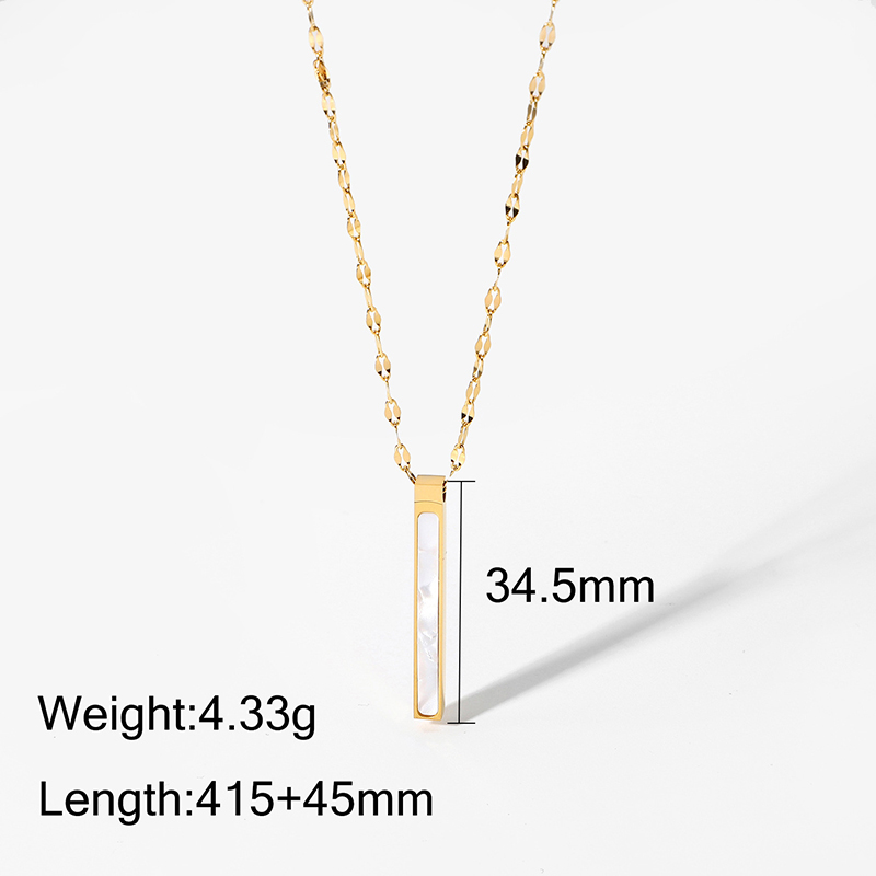 Simple Steel Necklace 14K Gold Cube Pendant Necklace