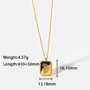 New 18k Gold Plated Engraved Necklace Flower Pendant Necklace