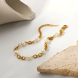Vintage Stainless Steel Freshwater Pearl Bracelet Customize