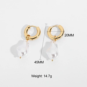 Fashion Fresh Water Pearl Bead Small Hoop Earrings