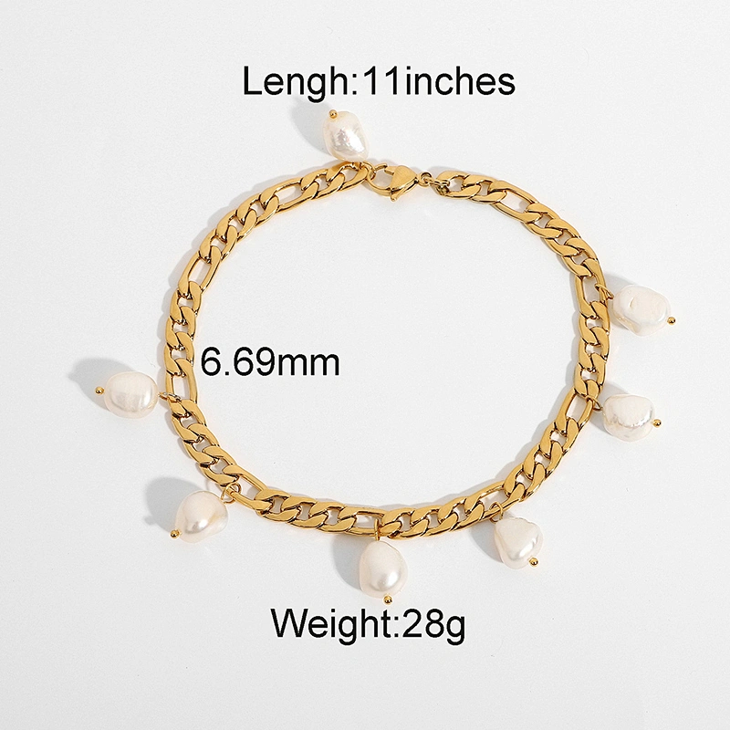 Stainless Steel Anklet Figaro Pearl Pendant Anklet Women