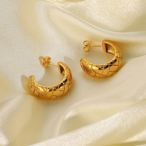 Metal Rhombus Earrings Stainless Steel Vintage Stud Earrings