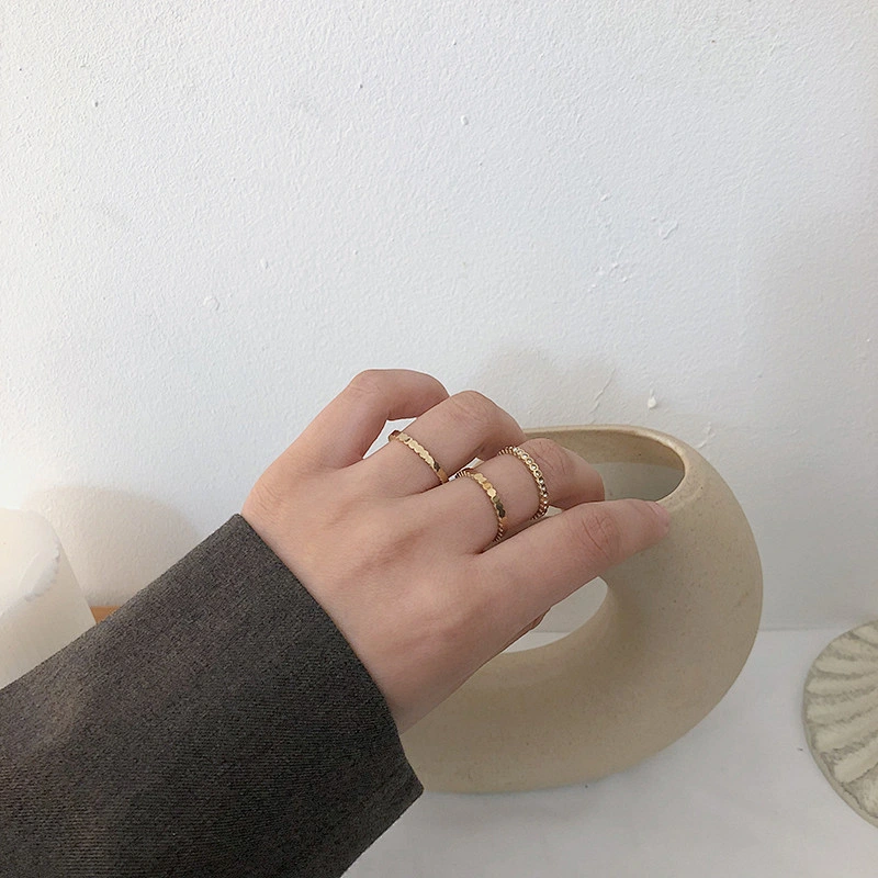 Three-Piece Set Of Geometric Rings Set For Women
