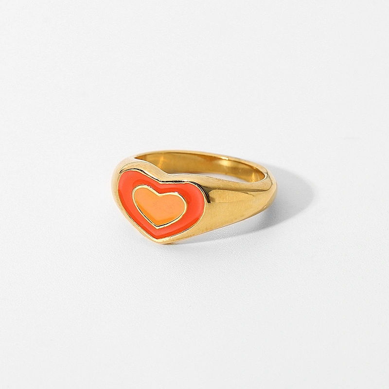 Fashion Cute Steel Metal Heart Ring Titanium Steel Ring