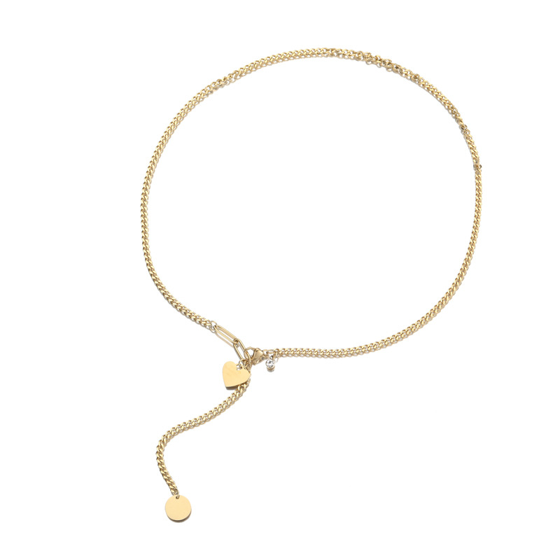 Long Tassel Heart And Round Drop Necklace
