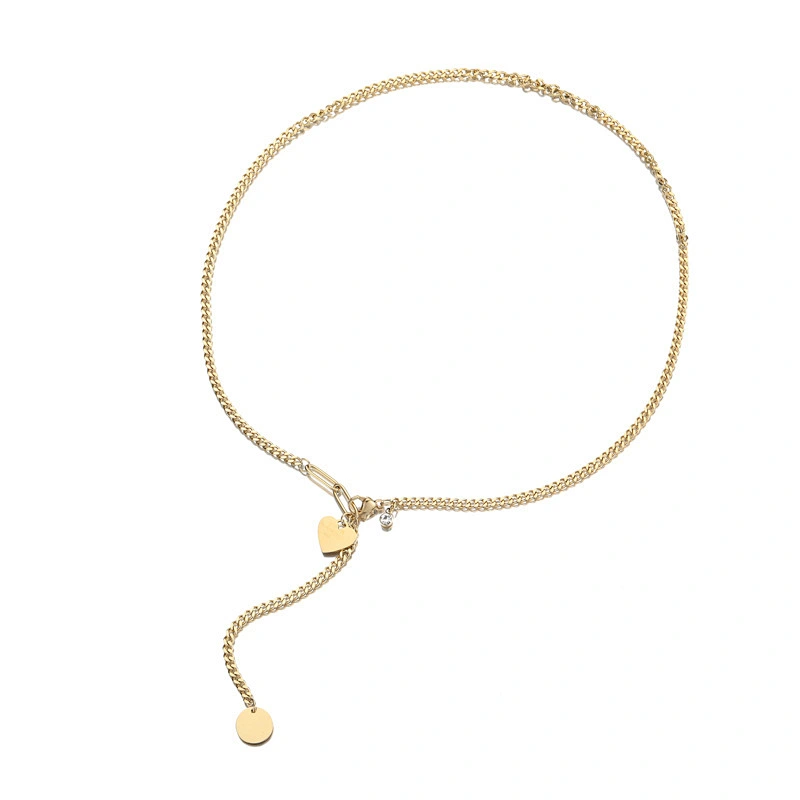 Long Tassel Heart And Round Drop Necklace