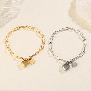 Heart Charm Chain Bracelet For Women Steel Customize