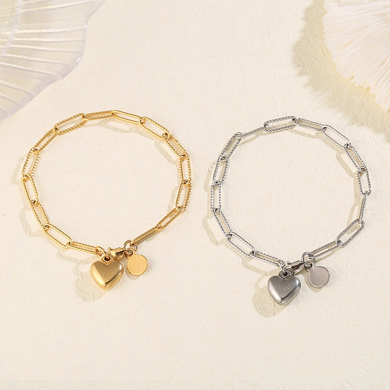 Heart Charm Chain Bracelet For Women Steel Customize