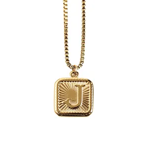 Gold Stainless Steel 26 Letter Charm Necklace Series