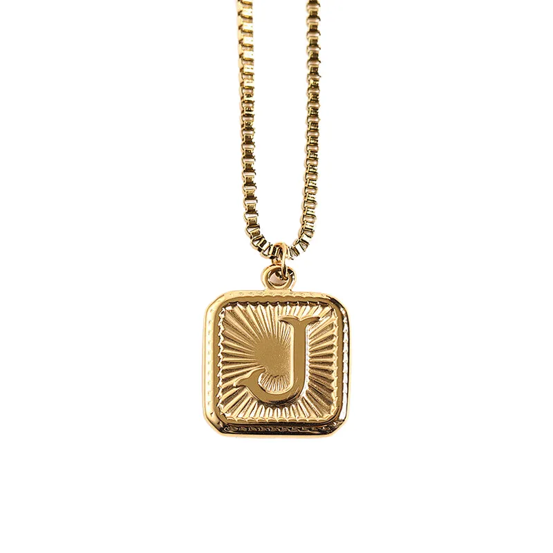 Gold Stainless Steel 26 Letter Charm Necklace Series