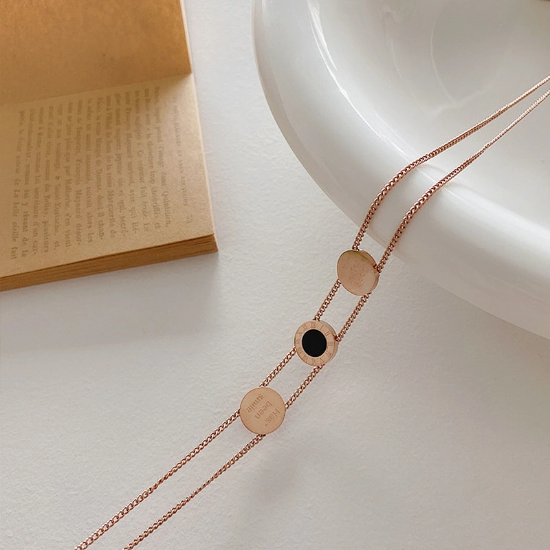 Double Layer Rose Gold Plated Choker Necklace Accessories