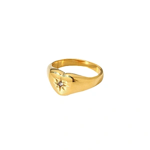 Fashion Stainless Steel Heart Ring Titanium Steel Zircon Ring