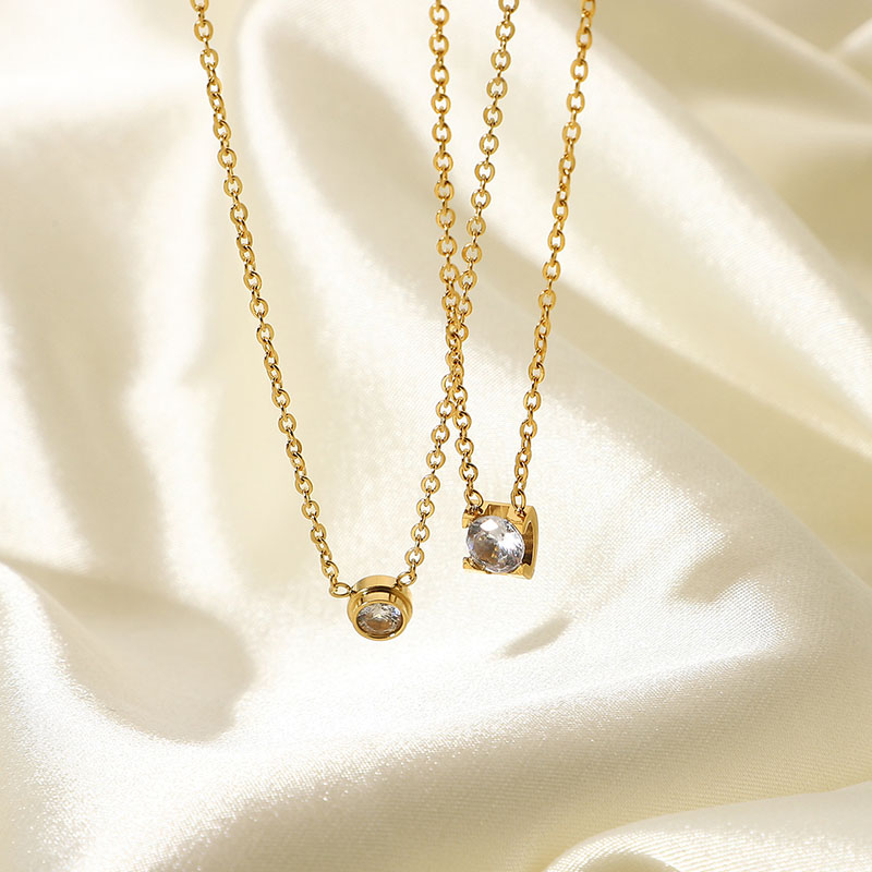 Simple Cz Diamond Small Pendant Women Necklace Custom