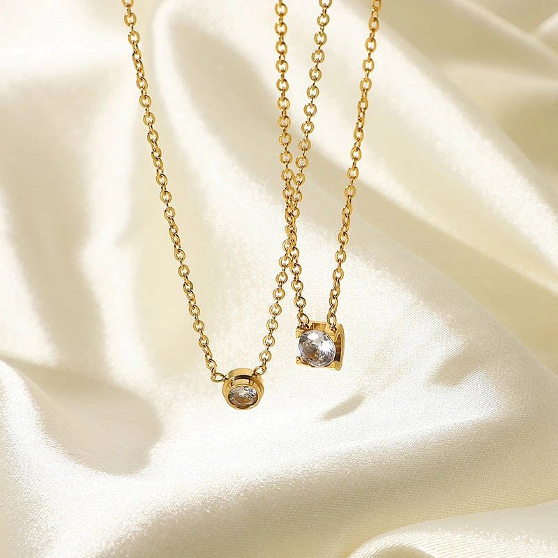 Simple Cz Diamond Small Pendant Women Necklace Custom