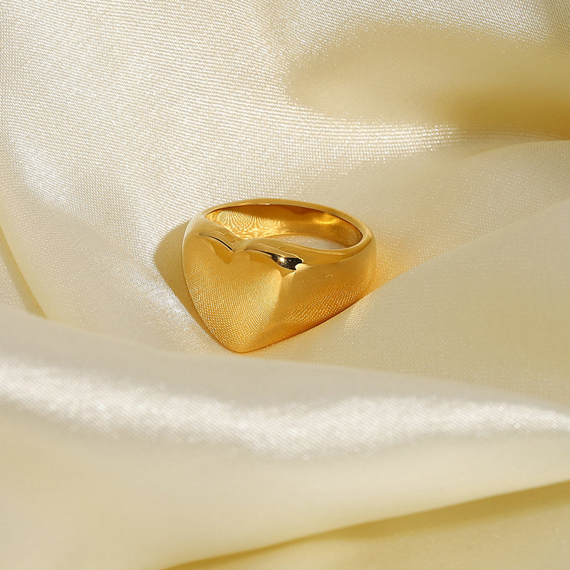 18K Gold Plated Heart Ring Stainless Steel Heart Ring