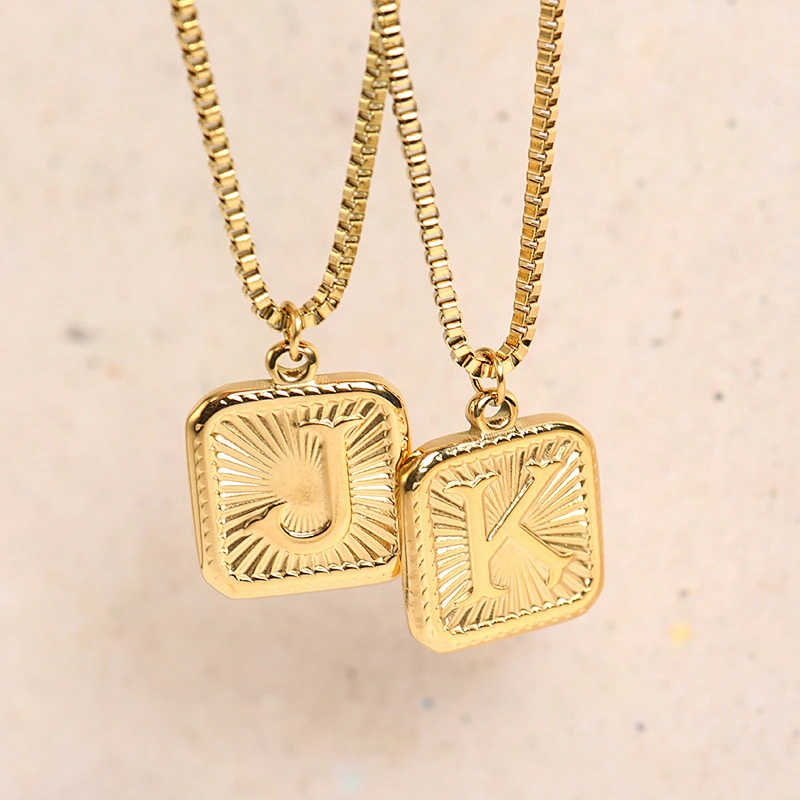 Gold Stainless Steel 26 Letter Charm Necklace Series
