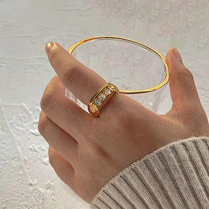 New Zircon Ring Stainless Steel Geometric Zircon Ring Party