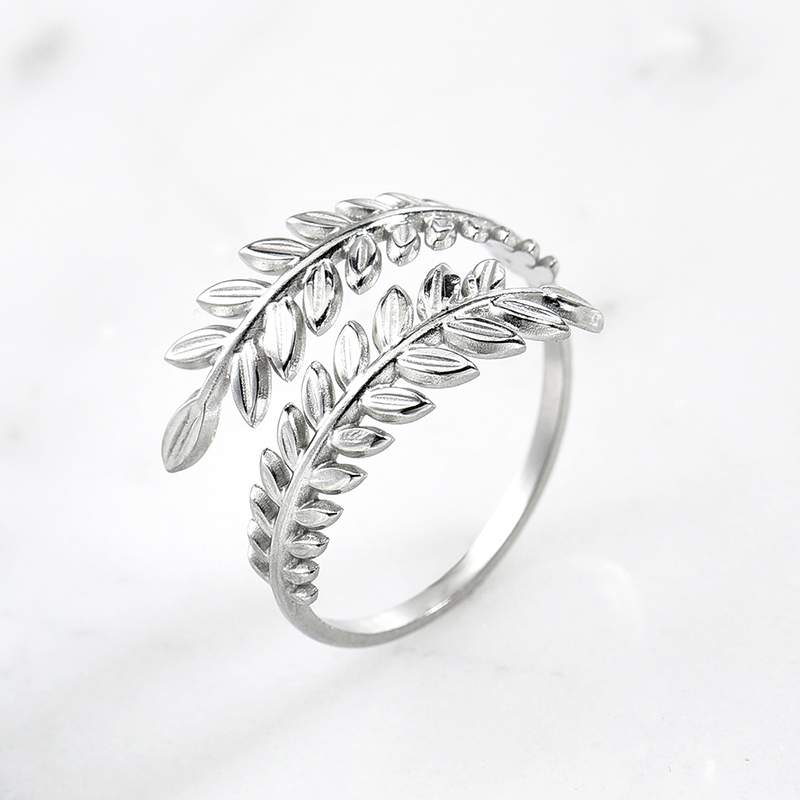Adjustable Stainless Steel Olive Leaf Rings For Women