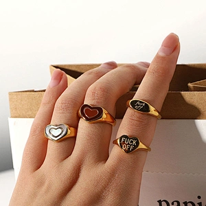Fashion Cute Steel Metal Heart Ring Titanium Steel Ring