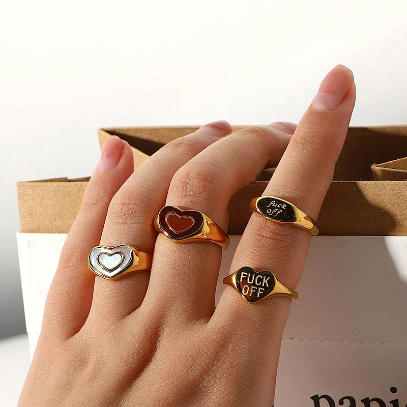 Fashion Cute Steel Metal Heart Ring Titanium Steel Ring