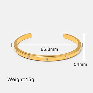 Simple Zircon Bracelet Stainless Steel Open Bracelet