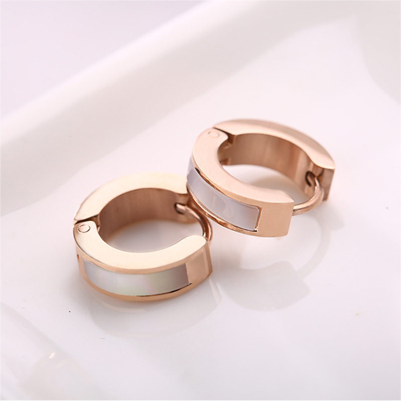 Stainless Steel Inlaid With Natural Shell Earrings Wholesale