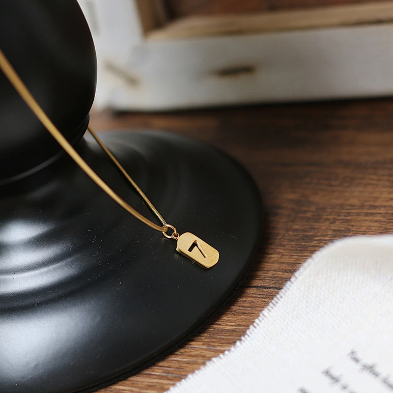 Number Square Engraved Snake Chain Necklace
