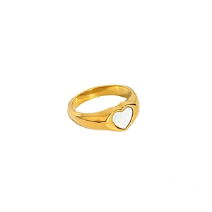 Stainless Steel Heart Ring 18K Gold Plated Heart Ring