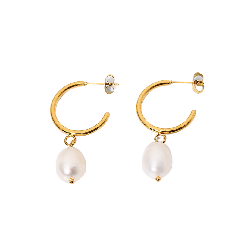 Retro Freshwater Pearls Earrings C Shape Earrings Women