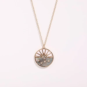 Vintage Sun Moon Zircon Pendant Couple Necklace