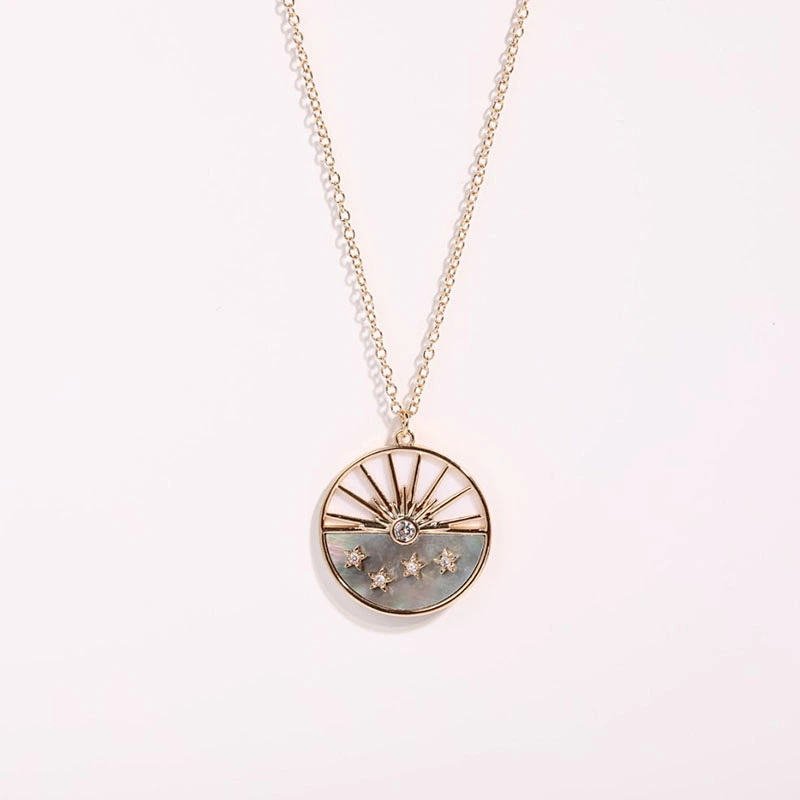 Vintage Sun Moon Zircon Pendant Couple Necklace
