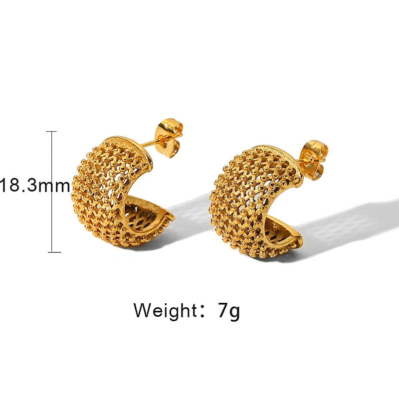 Retro Stainless Steel C Shape Earrings Hollow Earrings Women