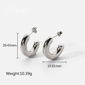 Simple Titanium Steel Gold Post Hoops Earrings Customize