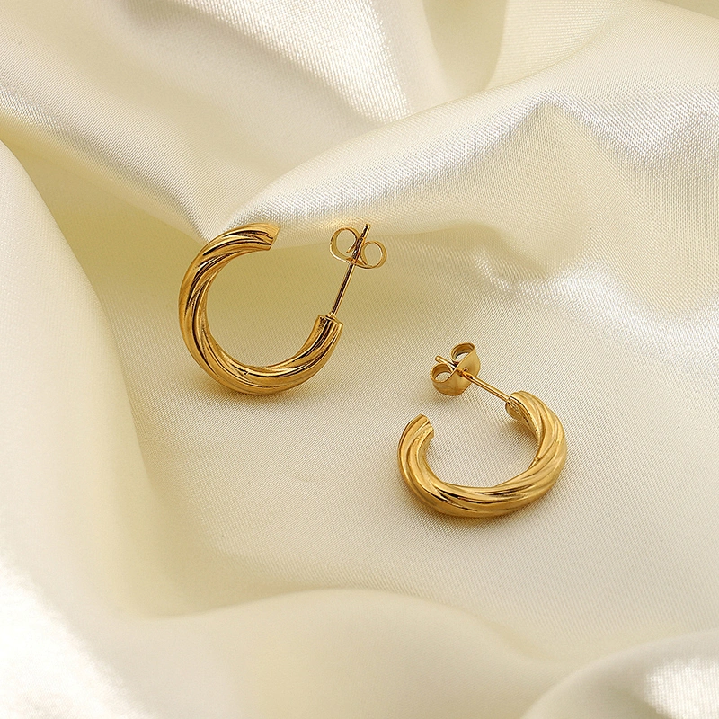 Wholesale C Shape Earrings Stainless Steel Hoop Earrings